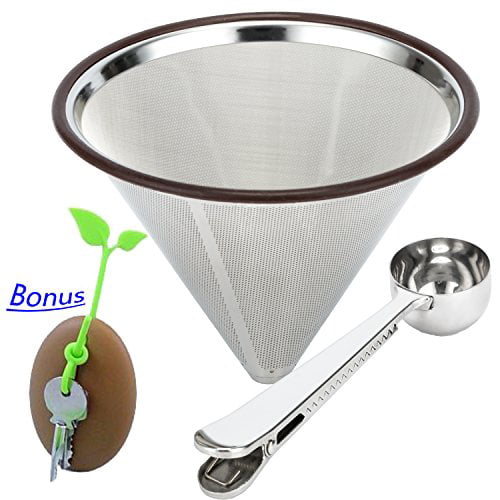 Open Kitchen Stainless Steel Pour Over Cone Dripper Reusable Drip Coffee Filter